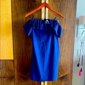 Off or on shoulder elastic solid Navy  Blue Dress- size M